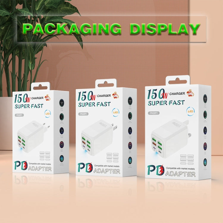 150W 4 x USB + 2 x USB-C / Type-C Multi-port Fast Charger, EU Plug(White) - USB Charger by buy2fix | Online Shopping UK | buy2fix