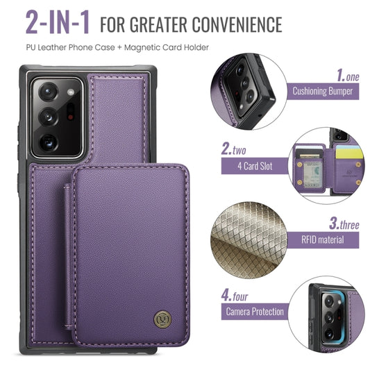 For Samsung Galaxy Note20 Ultra JEEHOOD J05 Business Magnetic Style RFID Leather Phone Case(Purple) - Galaxy Phone Cases by JEEHOOD | Online Shopping UK | buy2fix