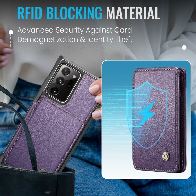 For Samsung Galaxy Note20 Ultra JEEHOOD J05 Business Magnetic Style RFID Leather Phone Case(Purple) - Galaxy Phone Cases by JEEHOOD | Online Shopping UK | buy2fix