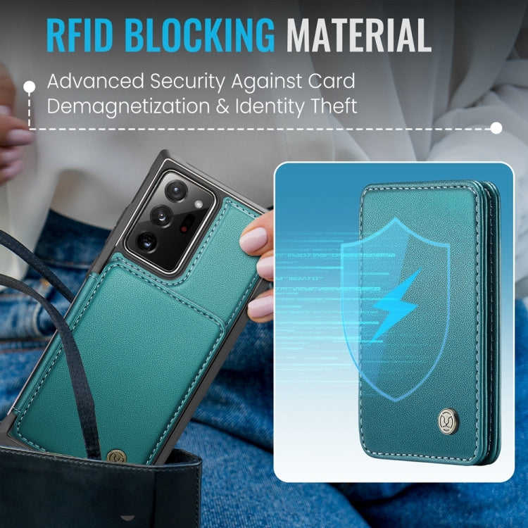 For Samsung Galaxy Note20 Ultra JEEHOOD J05 Business Magnetic Style RFID Leather Phone Case(Blue Green) - Galaxy Phone Cases by JEEHOOD | Online Shopping UK | buy2fix