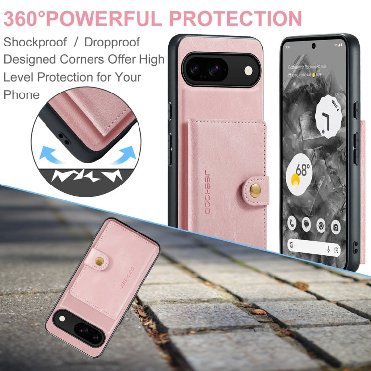 For Google Pixel 9 JEEHOOD J01 Retro Magnetic Detachable Wallet Phone Case(Pink) by JEEHOOD