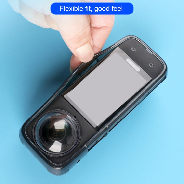 For Insta360 X4 Clear 1.5mm Soft TPU Protective Case With Hand Strap(Clear Black) by buy2fix