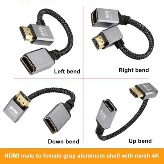 Downward Bend HDMI Male to Female 4K UHD Extension Cable Computer TV Adapter, Length: 20cm by buy2fix
