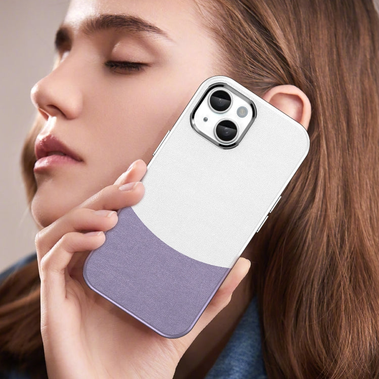 For iPhone 16 Leather Texture MagSafe Magnetic TPU + PC Phone Case(Light Purple) by buy2fix