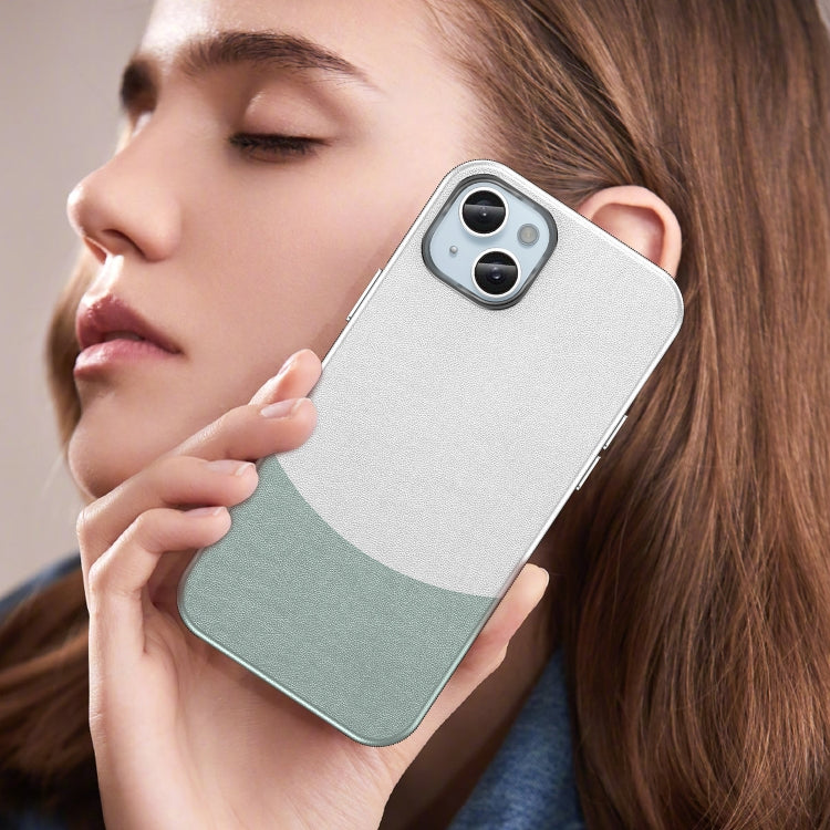 For iPhone 16 Plus Leather Texture MagSafe Magnetic TPU + PC Phone Case(Cyan) by buy2fix
