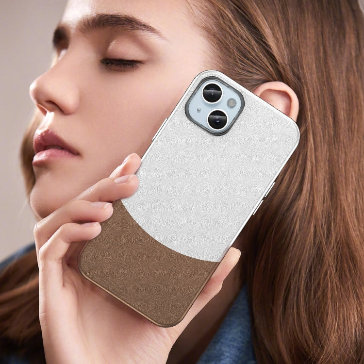 For iPhone 16 Plus Leather Texture MagSafe Magnetic TPU + PC Phone Case(Brown) by buy2fix