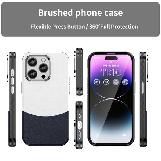 For iPhone 14 Pro Leather Texture MagSafe Magnetic TPU + PC Phone Case(Dark Blue) by buy2fix
