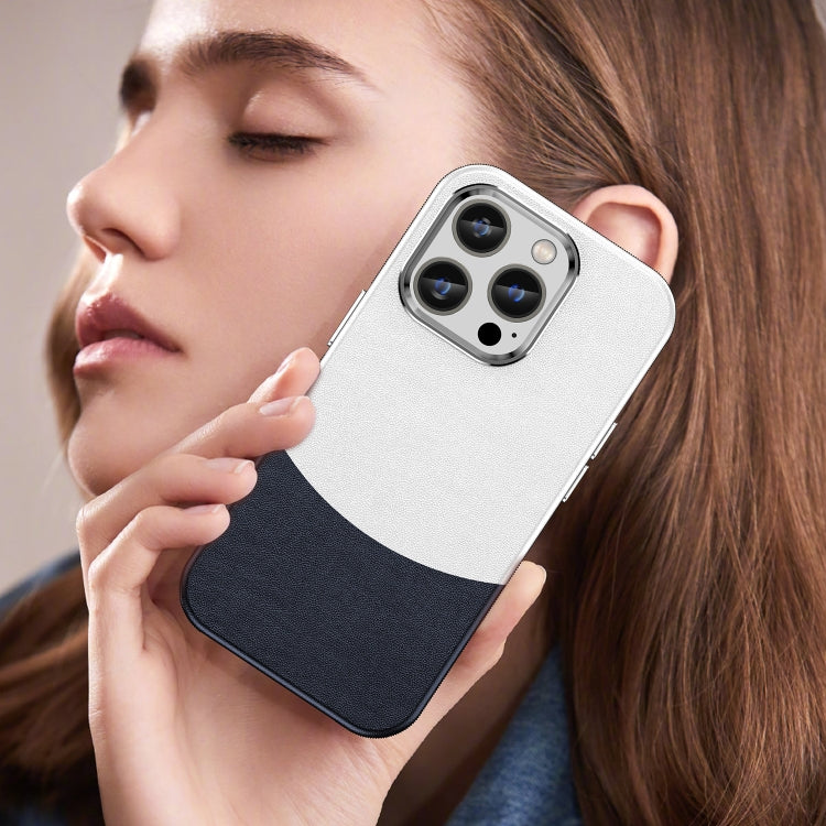 For iPhone 14 Pro Leather Texture MagSafe Magnetic TPU + PC Phone Case(Dark Blue) by buy2fix