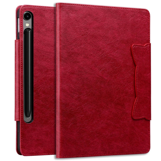 For Samsung Galaxy Tab S9+ / S8+ / S7+ Cat Buckle Leather Smart Tablet Case(Red) by buy2fix