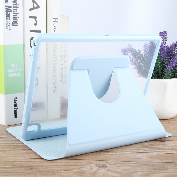 For iPad 10.2 2021 / 2020 / 2019 / Air 3 GEBEI Acrylic TPU 3-folding Rotating Smart Tablet Leather Case withh Pen Slot(Sky Blue) by GEBEI