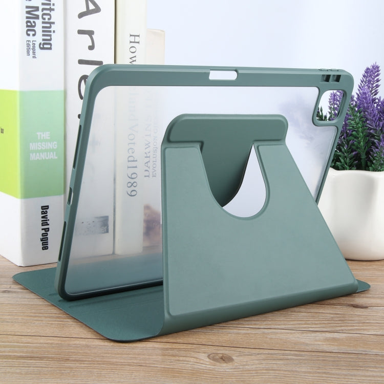 For iPad 2025 / 2022 GEBEI Acrylic TPU 3-folding Rotating Smart Tablet Leather Case withh Pen Slot(Dark Green) by GEBEI