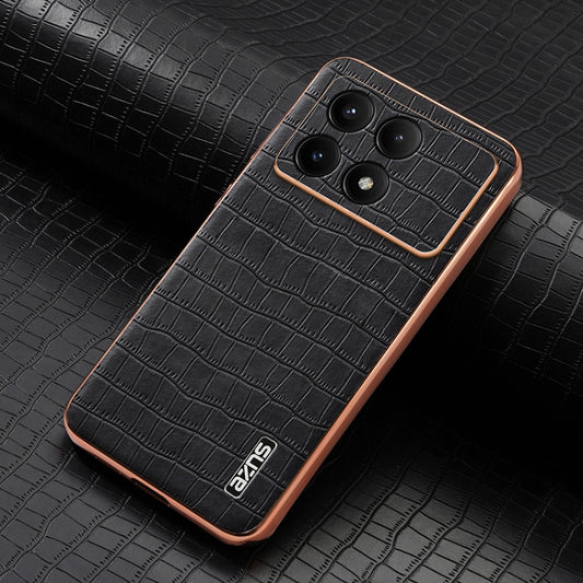 For Redmi K70 / K70 Pro AZNS Electroplated Frame Crocodile Texture Full Coverage Phone Case(Black) by AZNS