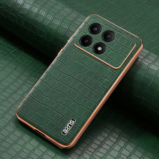 For Redmi K70 / K70 Pro AZNS Electroplated Frame Crocodile Texture Full Coverage Phone Case(Green) by AZNS