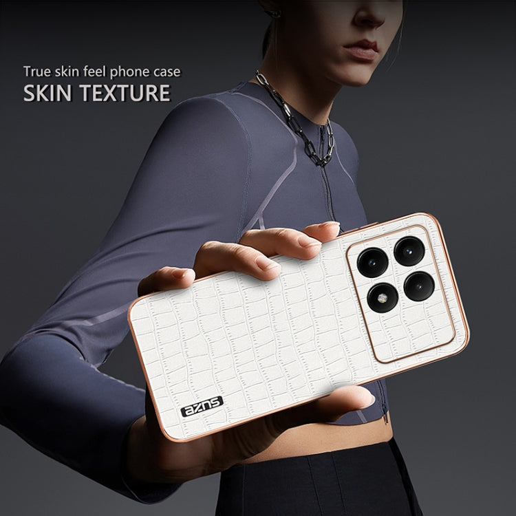 For Redmi K70 / K70 Pro AZNS Electroplated Frame Crocodile Texture Full Coverage Phone Case(Green) by AZNS