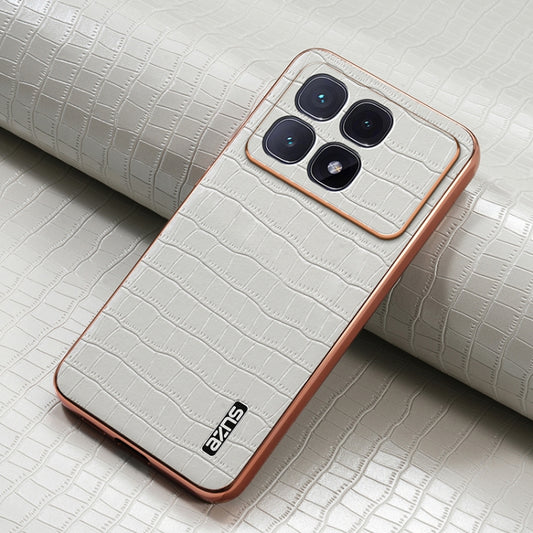 For Redmi K70 Ultra AZNS Electroplated Frame Crocodile Texture Full Coverage Phone Case(White) by AZNS