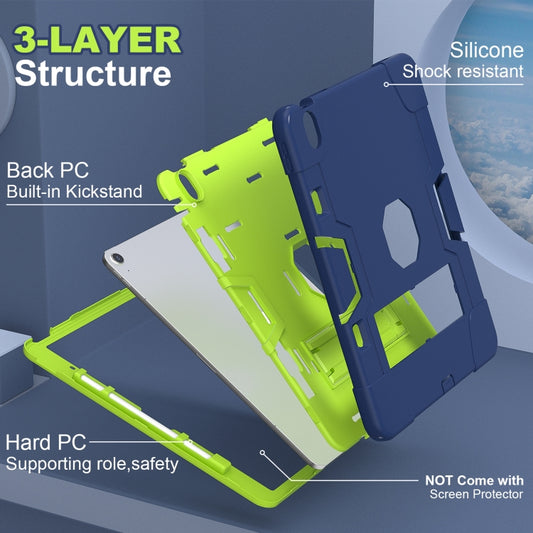 For iPad Air 13 2025 / 2024 Contrast Color Silicone Acrylic PC Tablet Case with Holder(Navy Blue Yellow Green) by buy2fix
