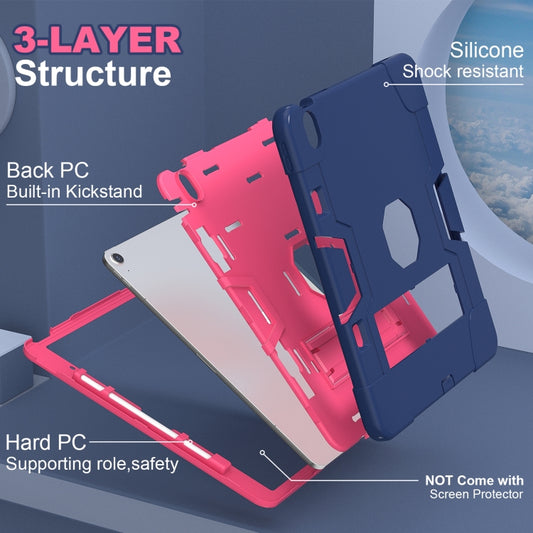 For iPad Air 13 2025 / 2024 Contrast Color Silicone Acrylic PC Tablet Case with Holder(Navy Blue Rose Red) by buy2fix