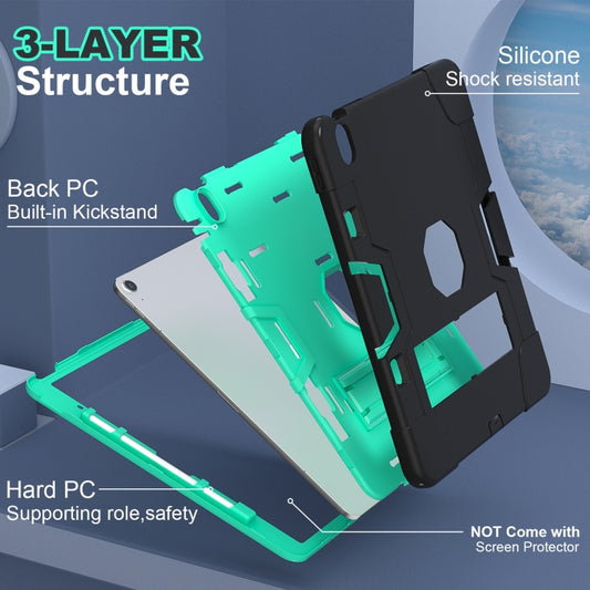 For iPad Air 13 2025 / 2024 Contrast Color Silicone Acrylic PC Tablet Case with Holder(Black Mint Green) by buy2fix