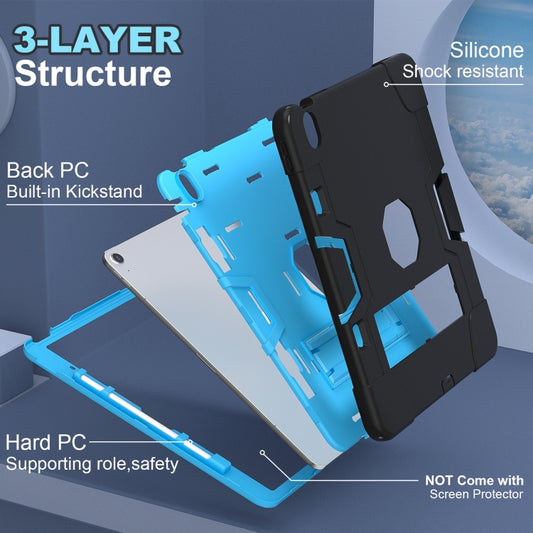 For iPad Air 13 2025 / 2024 Contrast Color Silicone Acrylic PC Tablet Case with Holder(Black Blue) by buy2fix