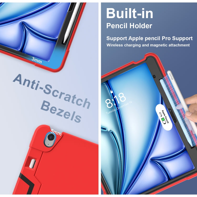 For iPad Air 13 2025 / 2024 Contrast Color Silicone Acrylic PC Tablet Case with Holder(Red Black) by buy2fix