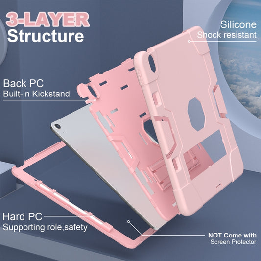 For iPad Air 13 2025 / 2024 Contrast Color Silicone Acrylic PC Tablet Case with Holder(Rose Gold) by buy2fix