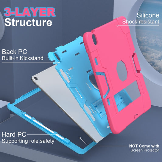 For iPad Air 13 2025 / 2024 Contrast Color Silicone Acrylic PC Tablet Case with Holder(Rose Red Blue) by buy2fix