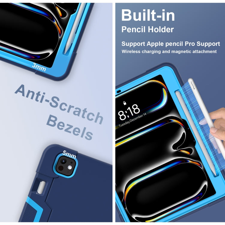 For iPad Pro 13 2025 / 2024 Contrast Color Silicone Acrylic PC Tablet Case with Holder(Navy Blue) by buy2fix