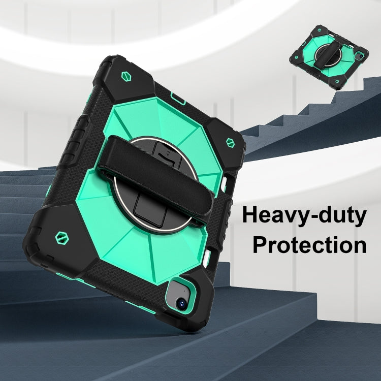 For iPad Air 11 2025 / 2024 Contrast Color Robot Silicone Hybrid PC Tablet Case(Black Mint Green) by buy2fix