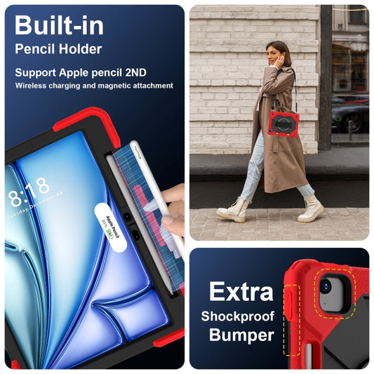 For iPad Air 11 2025 / 2024 Contrast Color Robot Silicone Hybrid PC Tablet Case(Red Black) by buy2fix