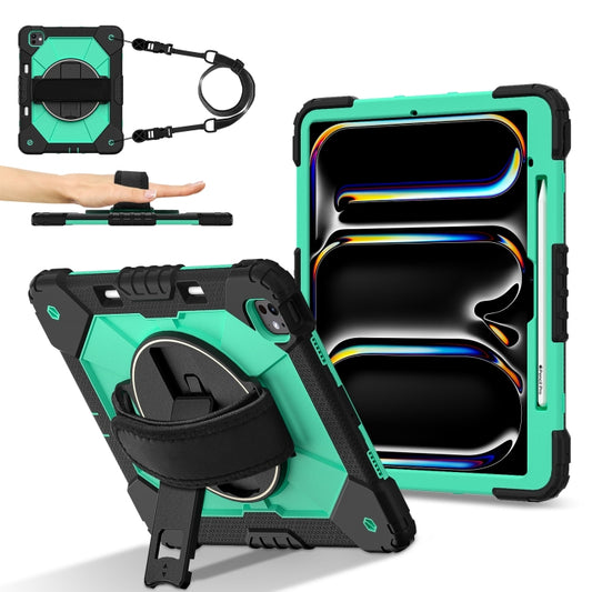 For iPad Pro 13 2024 Contrast Color Robot Silicone Hybrid PC Tablet Case(Black Mint Green) - iPad Pro 13 2024 Cases by buy2fix | Online Shopping UK | buy2fix