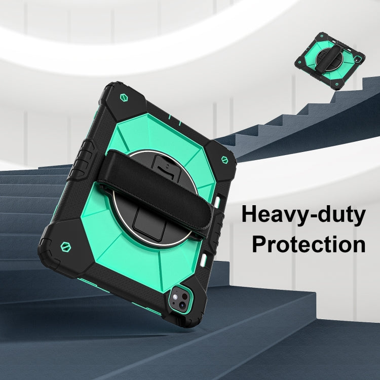 For iPad Pro 13 2024 Contrast Color Robot Silicone Hybrid PC Tablet Case(Black Mint Green) - iPad Pro 13 2024 Cases by buy2fix | Online Shopping UK | buy2fix