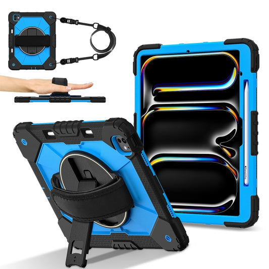 For iPad Pro 13 2024 Contrast Color Robot Silicone Hybrid PC Tablet Case(Black Blue) - iPad Pro 13 2024 Cases by buy2fix | Online Shopping UK | buy2fix