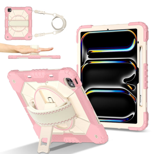 For iPad Pro 13 2024 Contrast Color Robot Silicone Hybrid PC Tablet Case(Rose Gold Beige) - iPad Pro 13 2024 Cases by buy2fix | Online Shopping UK | buy2fix