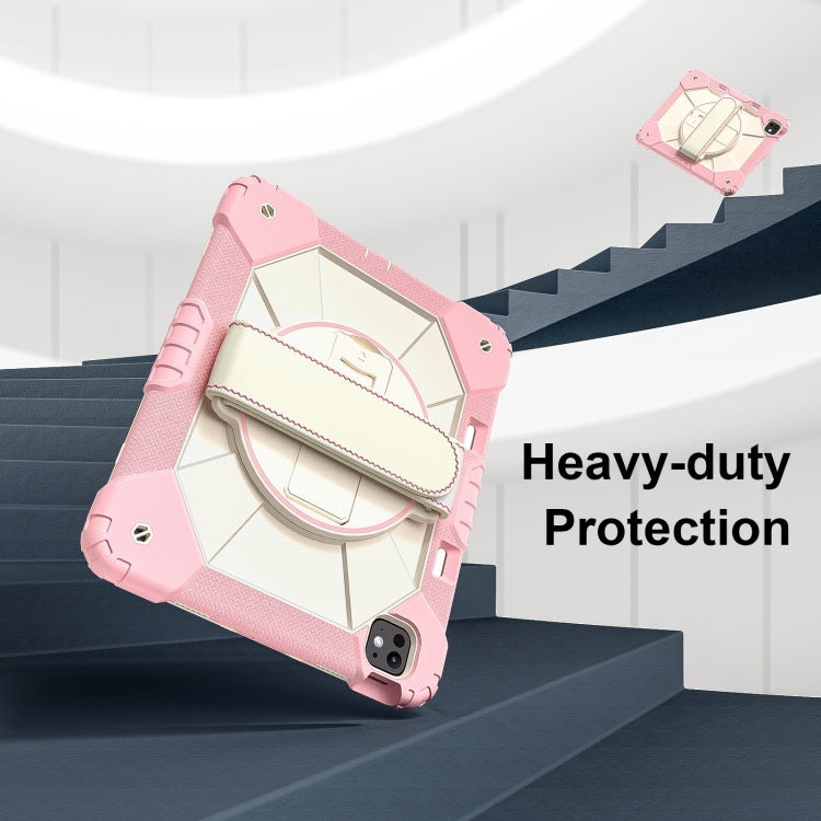 For iPad Pro 13 2024 Contrast Color Robot Silicone Hybrid PC Tablet Case(Rose Gold Beige) - iPad Pro 13 2024 Cases by buy2fix | Online Shopping UK | buy2fix