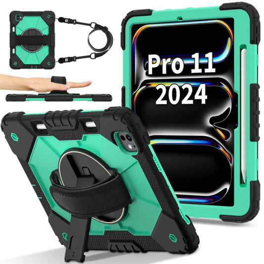 For iPad Pro 11 2024 Contrast Color Robot Silicone Hybrid PC Tablet Case(Black Mint Green) - iPad Pro 11 2024 Cases by buy2fix | Online Shopping UK | buy2fix