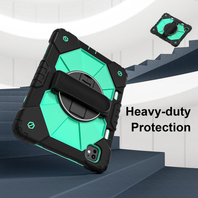 For iPad Pro 11 2024 Contrast Color Robot Silicone Hybrid PC Tablet Case(Black Mint Green) - iPad Pro 11 2024 Cases by buy2fix | Online Shopping UK | buy2fix