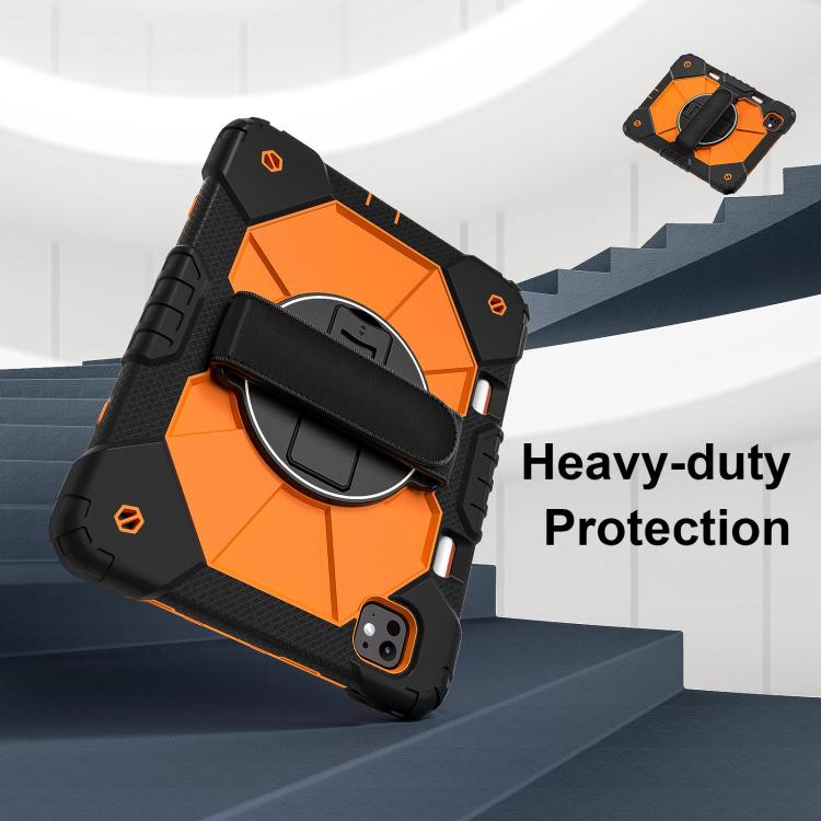 For iPad Pro 11 2024 Contrast Color Robot Silicone Hybrid PC Tablet Case(Black Orange) - iPad Pro 11 2024 Cases by buy2fix | Online Shopping UK | buy2fix