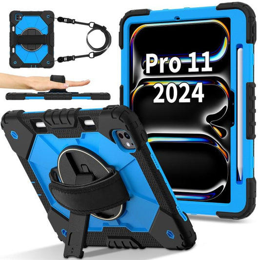 For iPad Pro 11 2024 Contrast Color Robot Silicone Hybrid PC Tablet Case(Black Blue) - iPad Pro 11 2024 Cases by buy2fix | Online Shopping UK | buy2fix