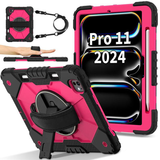 For iPad Pro 11 2024 Contrast Color Robot Silicone Hybrid PC Tablet Case(Black Rose Red) - iPad Pro 11 2024 Cases by buy2fix | Online Shopping UK | buy2fix