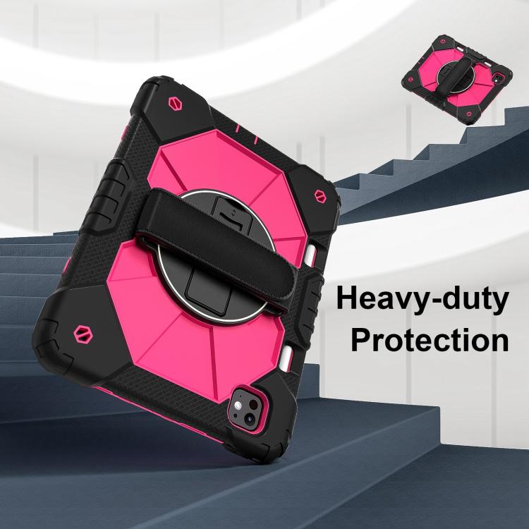 For iPad Pro 11 2024 Contrast Color Robot Silicone Hybrid PC Tablet Case(Black Rose Red) - iPad Pro 11 2024 Cases by buy2fix | Online Shopping UK | buy2fix