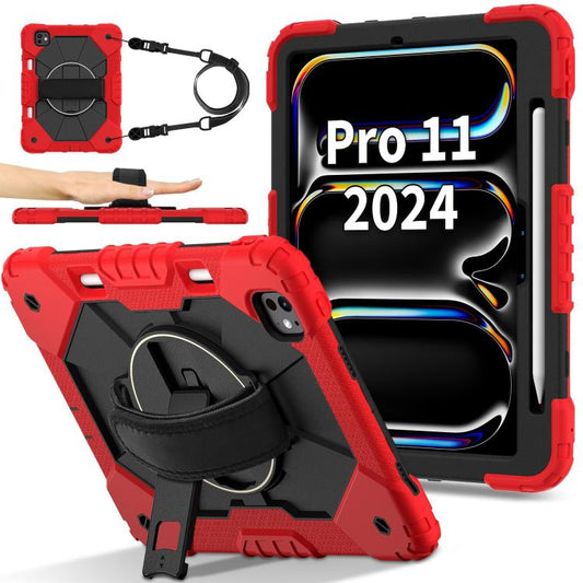 For iPad Pro 11 2024 Contrast Color Robot Silicone Hybrid PC Tablet Case(Red Black) - iPad Pro 11 2024 Cases by buy2fix | Online Shopping UK | buy2fix