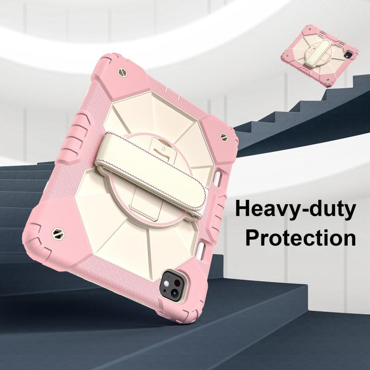 For iPad Pro 11 2024 Contrast Color Robot Silicone Hybrid PC Tablet Case(Rose Gold Beige) - iPad Pro 11 2024 Cases by buy2fix | Online Shopping UK | buy2fix