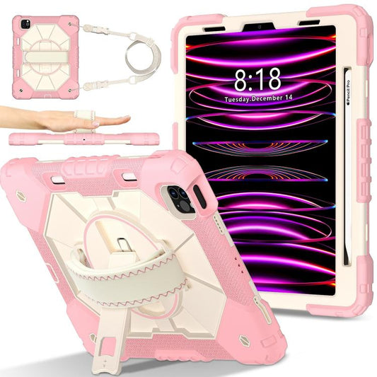 For iPad Air 5 / 4 / Pro 11 Contrast Color Robot Silicone Hybrid PC Tablet Case(Rose Gold Beige) - iPad Pro 11 (2022/2021) Cases by buy2fix | Online Shopping UK | buy2fix