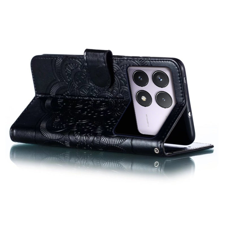 For Xiaomi Redmi K70 Sun Mandala Embossing Pattern Phone Leather Case(Black) by buy2fix
