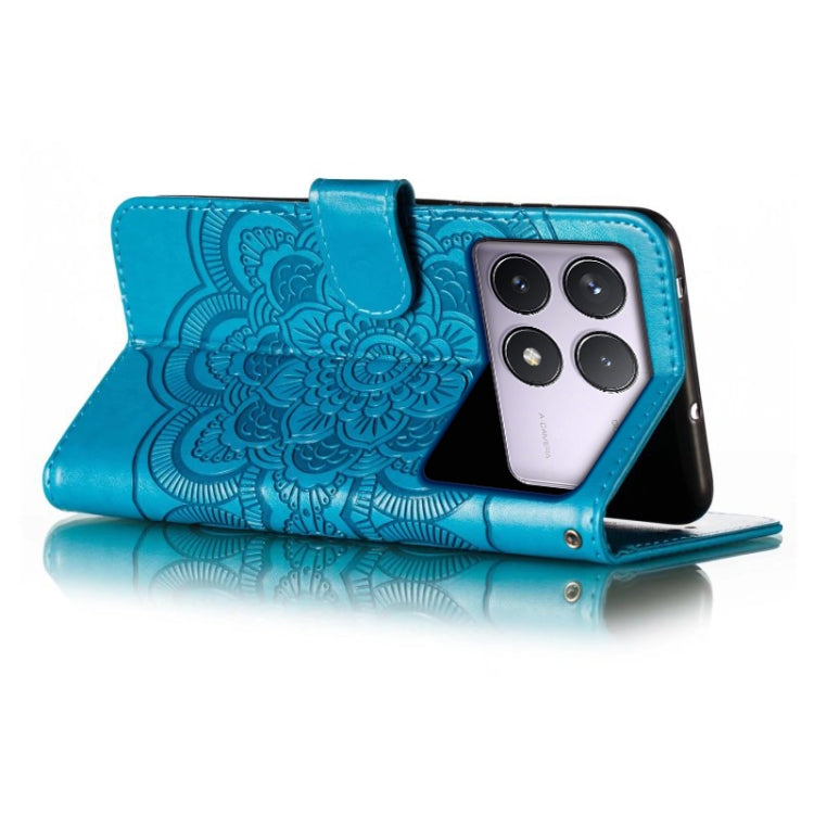 For Xiaomi Redmi K70 Sun Mandala Embossing Pattern Phone Leather Case(Blue) by buy2fix