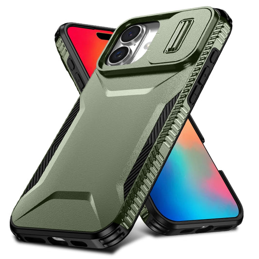 For iPhone 16 Sliding Camshield Phone Case(Alpine Green) by buy2fix
