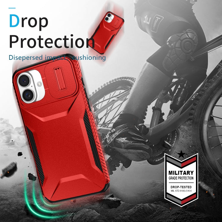 For iPhone 16 Sliding Camshield Phone Case(Red) by buy2fix