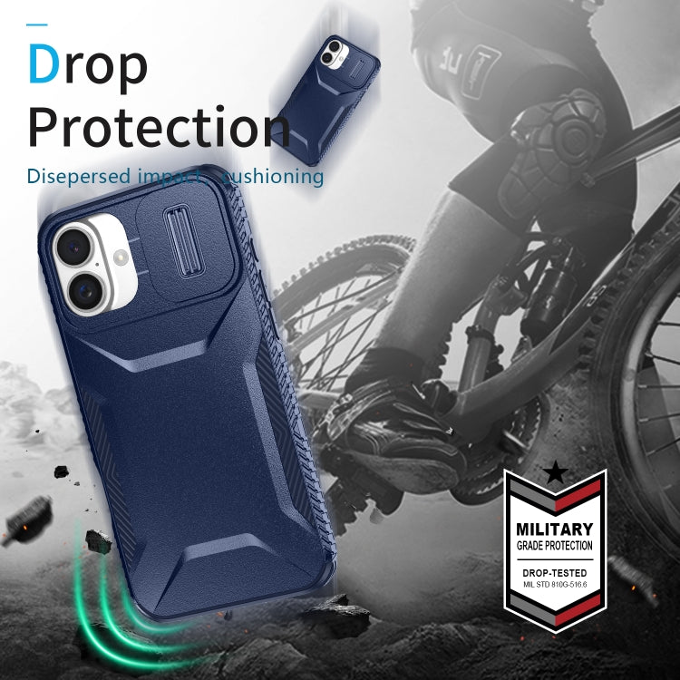 For iPhone 16 Sliding Camshield Phone Case(Blue) by buy2fix