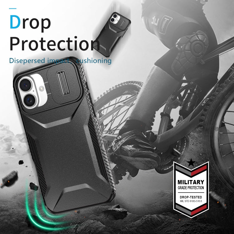 For iPhone 16 Plus Sliding Camshield Phone Case(Black) by buy2fix