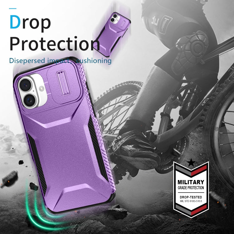 For iPhone 16 Plus Sliding Camshield Phone Case(Purple) by buy2fix